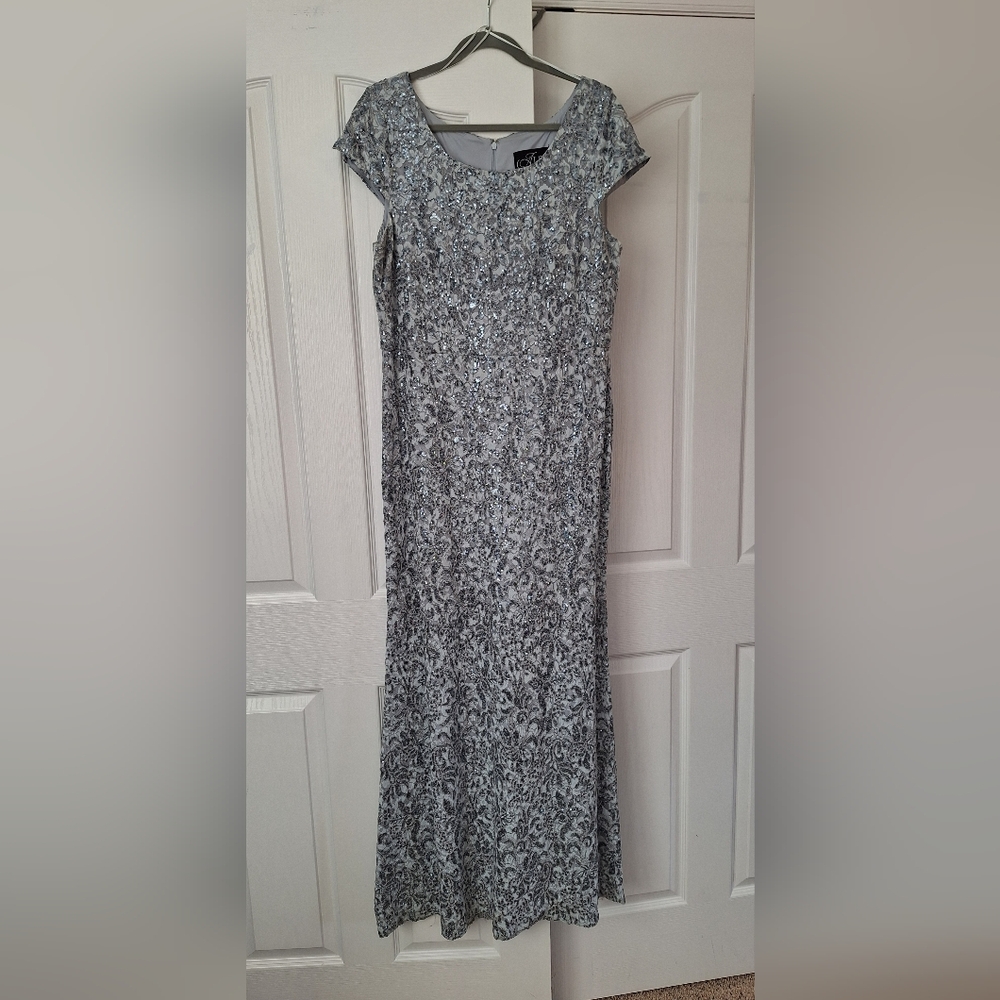 Alex Evenings Silver Patterned Maxi Dress - Picture 3 of 12
